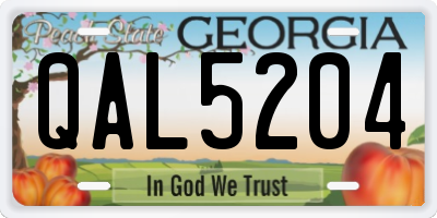 GA license plate QAL5204