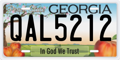 GA license plate QAL5212