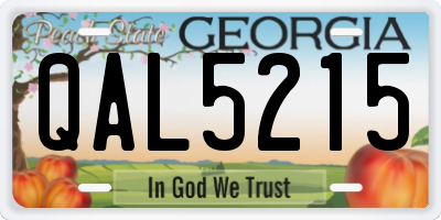 GA license plate QAL5215