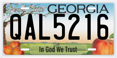 GA license plate QAL5216