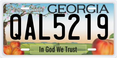 GA license plate QAL5219