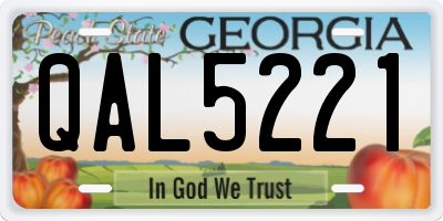 GA license plate QAL5221