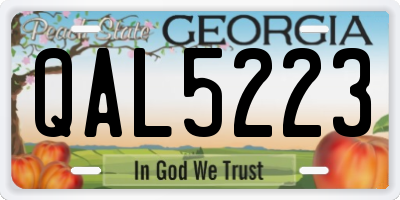 GA license plate QAL5223