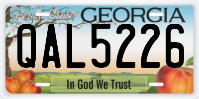 GA license plate QAL5226