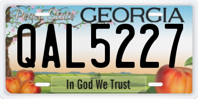 GA license plate QAL5227