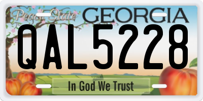 GA license plate QAL5228