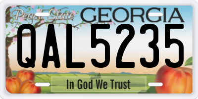 GA license plate QAL5235