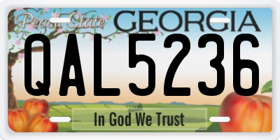 GA license plate QAL5236