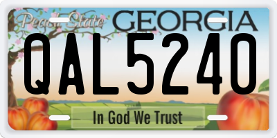 GA license plate QAL5240