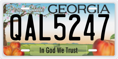 GA license plate QAL5247