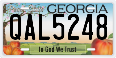 GA license plate QAL5248