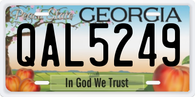 GA license plate QAL5249