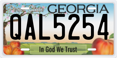 GA license plate QAL5254