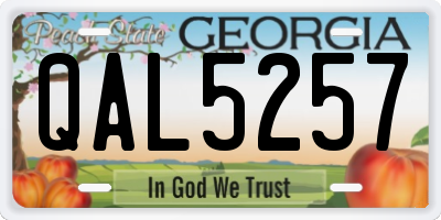 GA license plate QAL5257