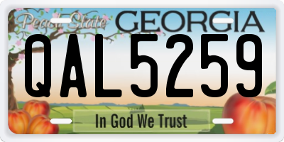 GA license plate QAL5259