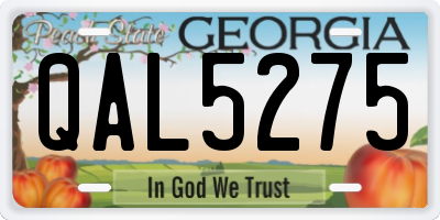 GA license plate QAL5275