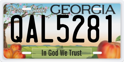 GA license plate QAL5281