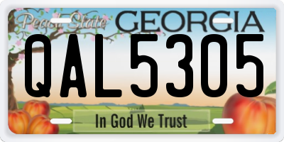 GA license plate QAL5305