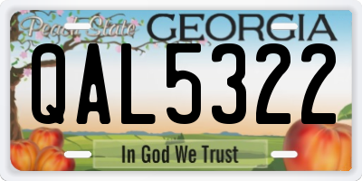 GA license plate QAL5322