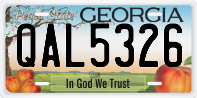 GA license plate QAL5326