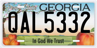 GA license plate QAL5332