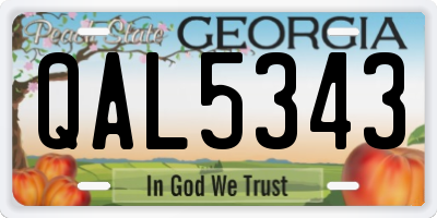 GA license plate QAL5343