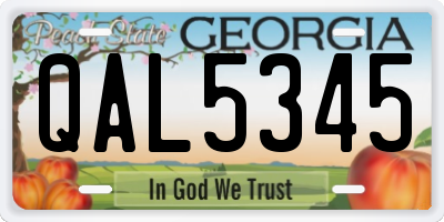 GA license plate QAL5345