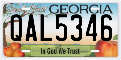 GA license plate QAL5346