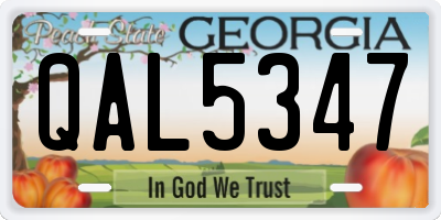 GA license plate QAL5347