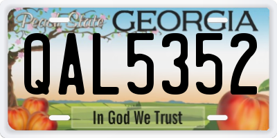 GA license plate QAL5352