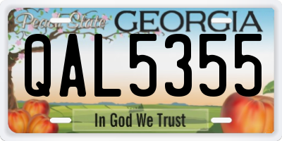 GA license plate QAL5355