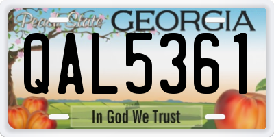 GA license plate QAL5361