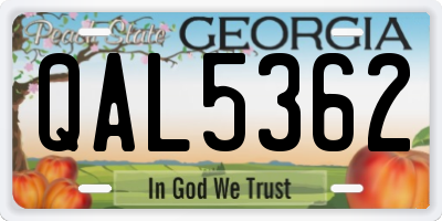 GA license plate QAL5362