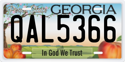 GA license plate QAL5366