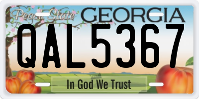 GA license plate QAL5367