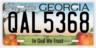 GA license plate QAL5368