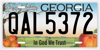 GA license plate QAL5372