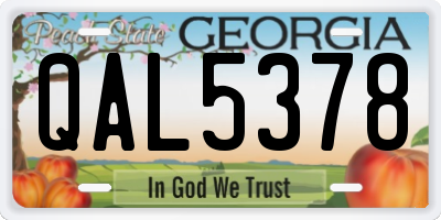 GA license plate QAL5378