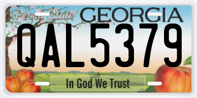 GA license plate QAL5379