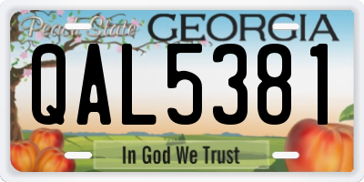 GA license plate QAL5381