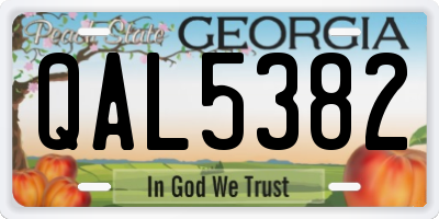 GA license plate QAL5382