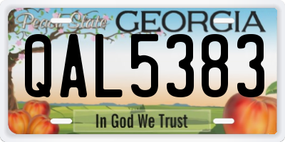 GA license plate QAL5383