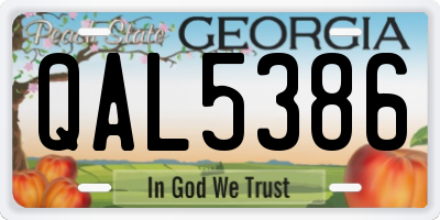 GA license plate QAL5386