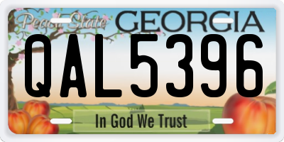 GA license plate QAL5396