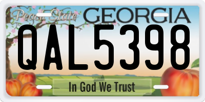 GA license plate QAL5398