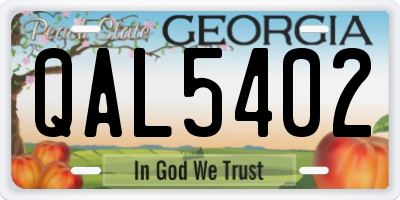 GA license plate QAL5402