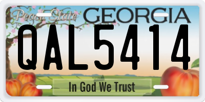 GA license plate QAL5414