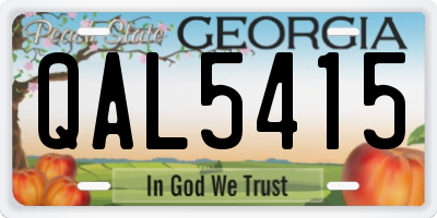 GA license plate QAL5415