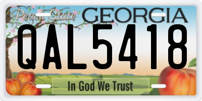 GA license plate QAL5418