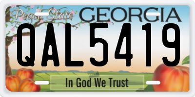 GA license plate QAL5419